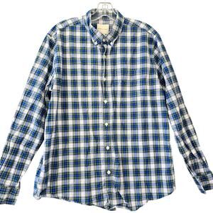 American Eagle Blue Plaid Button Down Shirt Classic Long Sleeves Mens Size L Top